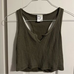 Offline by Aerie Olive Green Ribbed Crop Top